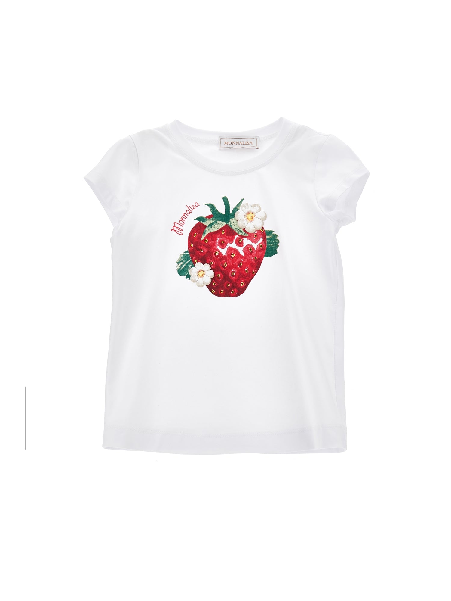 T-shirt jersey fragola con strass