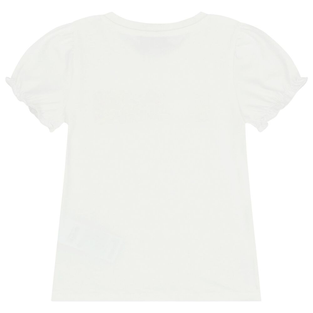 T-shirt avorio per bambina con orsetto