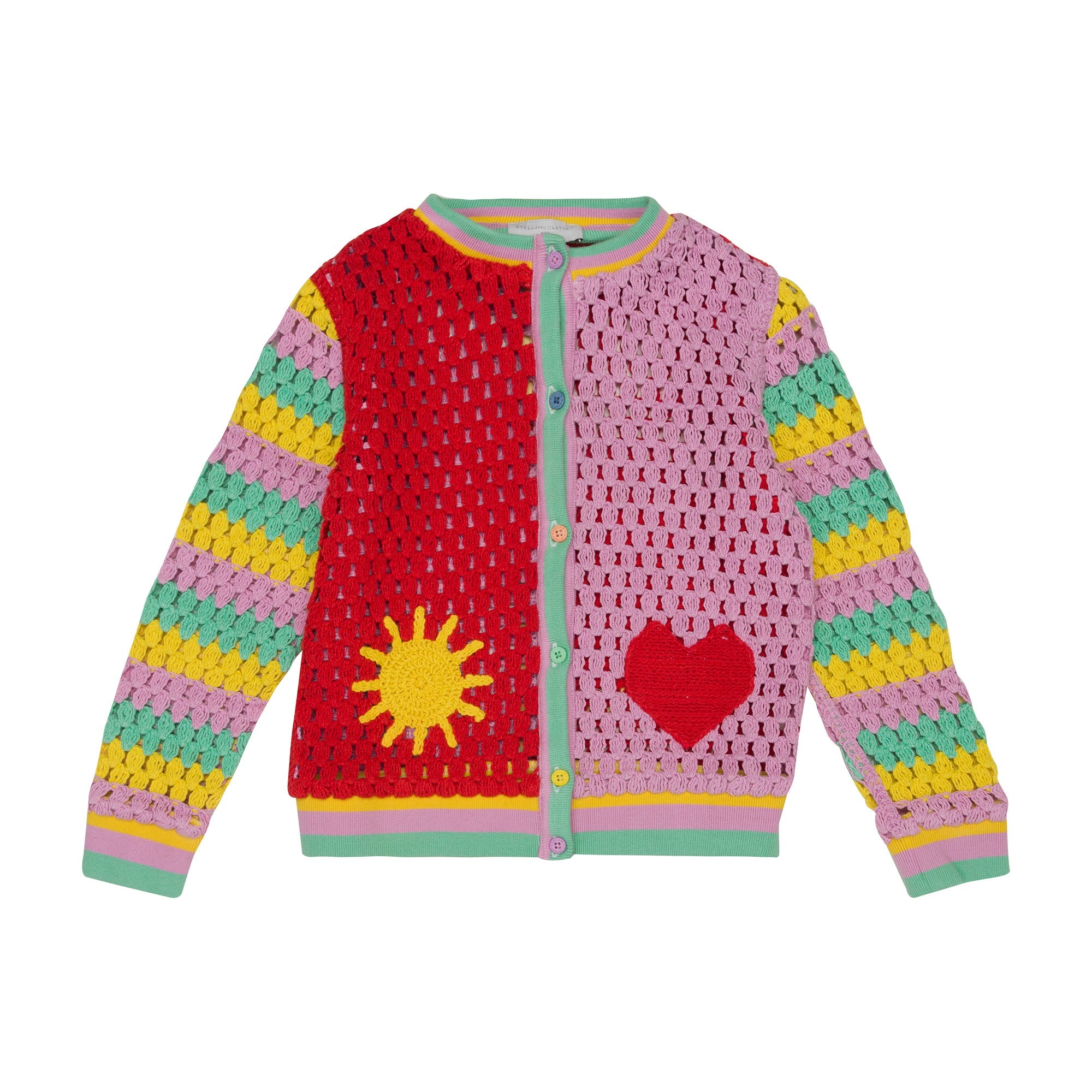 Cardigan multicolor a uncinetto